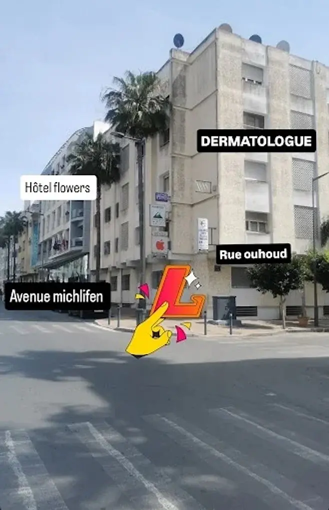 Immeuble du cabinet à l'angle de la rue Ouhoud et de l'avenue Michlifen, à Agdal
